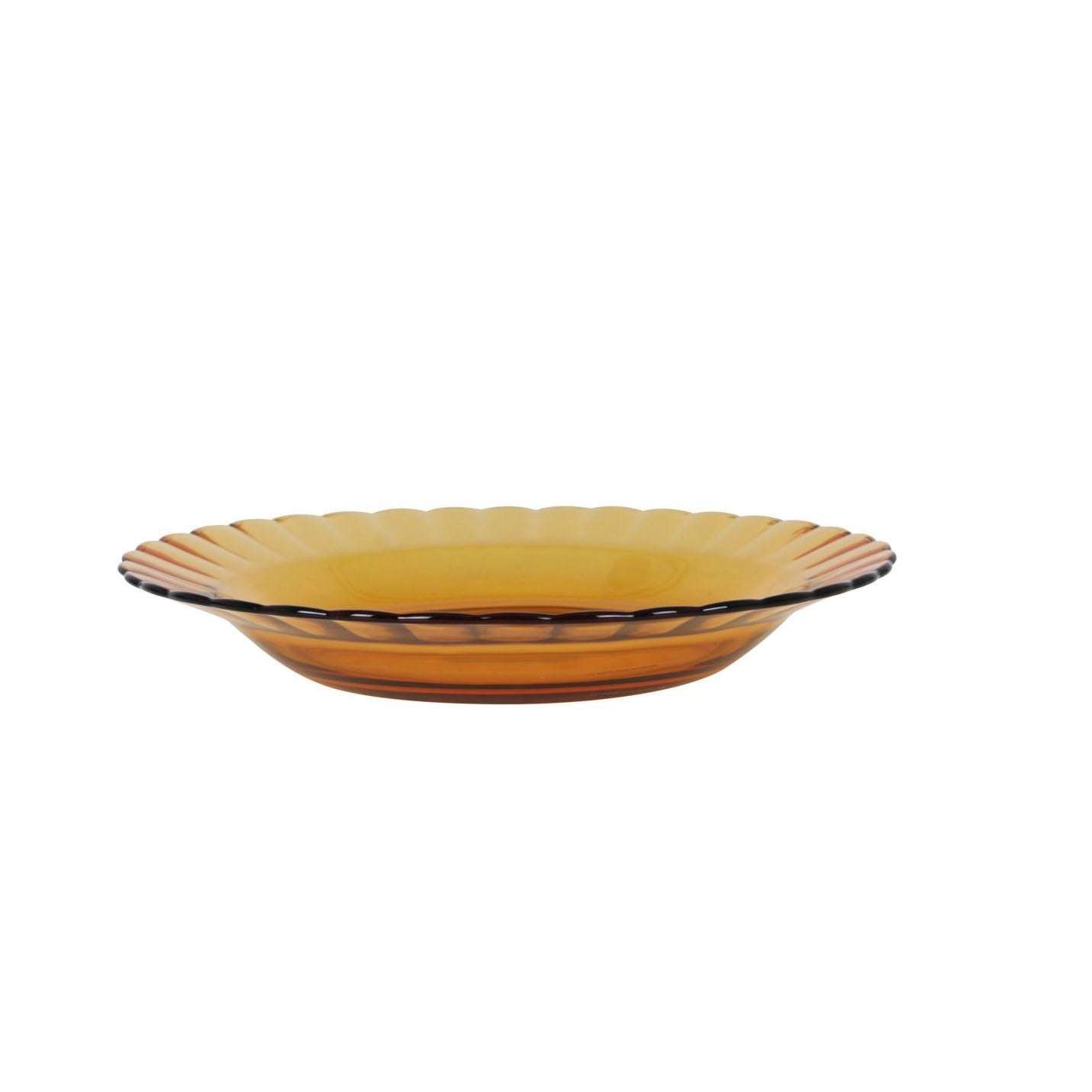 Amber glass serving bowl from Duralex Picardie Vermeil 12-piece dinner set