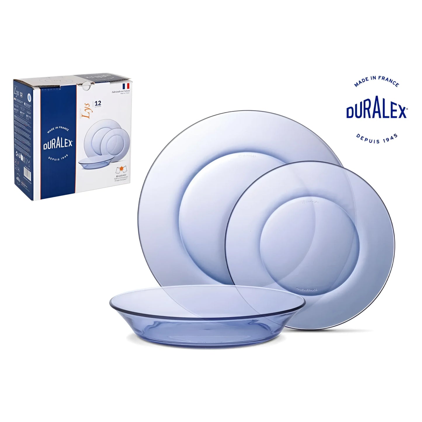 12pcs glass dinner set Duralex Lys Marine