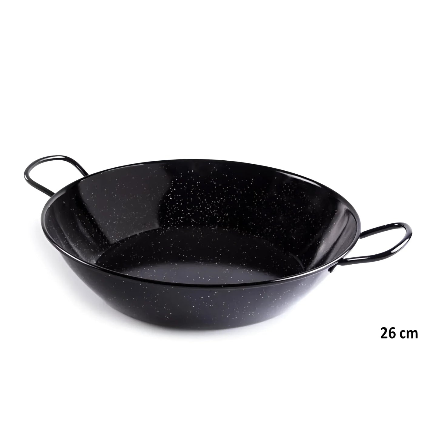 26cm DEEP paella pan with 2 handles Enamelled black / 2 portions