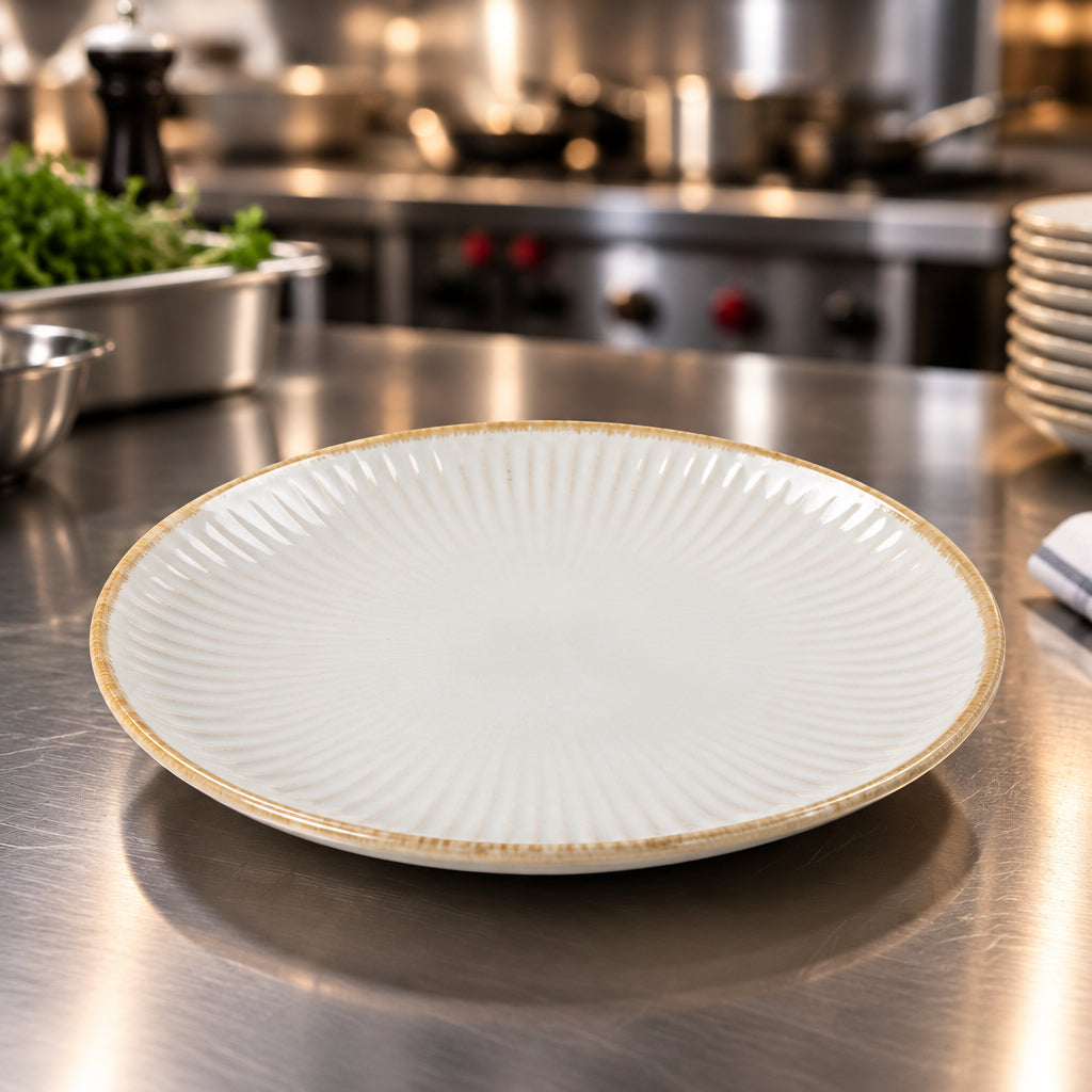 Milky Cream 27.6cm Dinner plate Vintage Stoneware