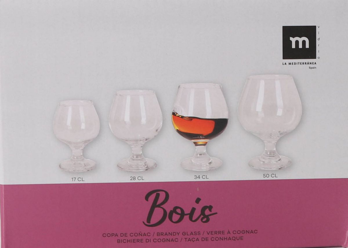 Set of four clear glass Brandy cocktail Gin Fishbowl glasses with varying capacities