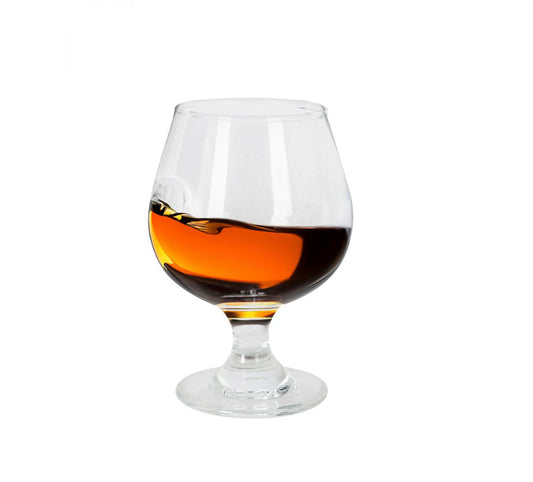 340ml Brandy cocktail Gin Fishbowl glass filled with amber liquid for elegant drinking