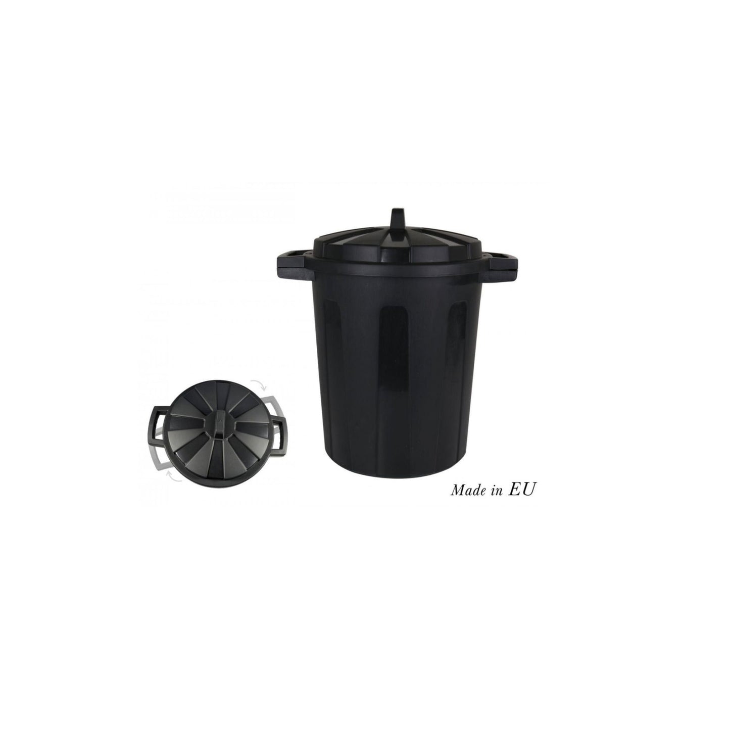 35L black plastic bin waste Rubbish outside garden 45x35x48cm