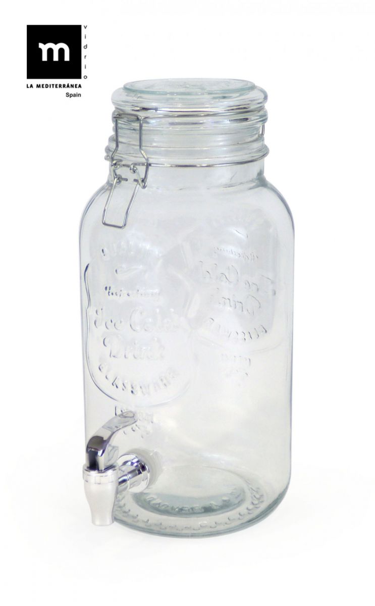4L glass Drinks Dispenser Rustik Clip Top Airtight