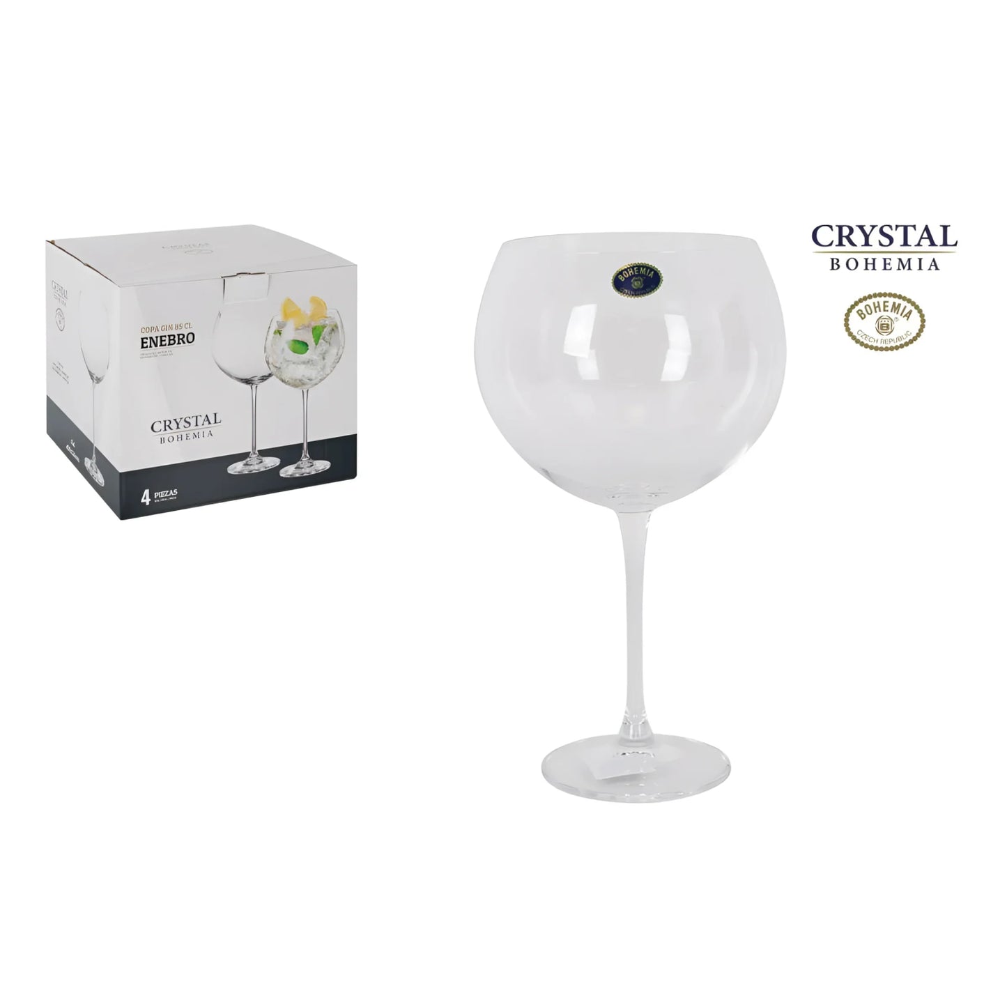 4x Bohemia Crystal Enebro Spanish Gin Balloon Glasses 850ml