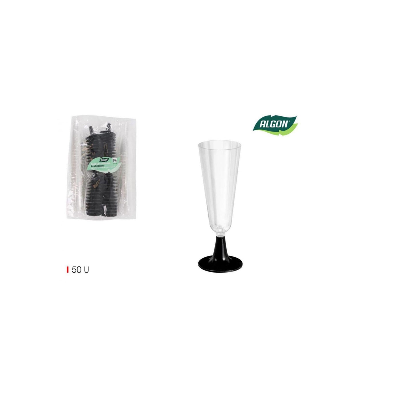 50X Champagne flutes prosecco cocktail glasses 150ml Algon black