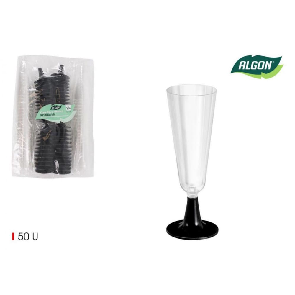 50X Champagne flutes prosecco cocktail glasses 150ml Algon black