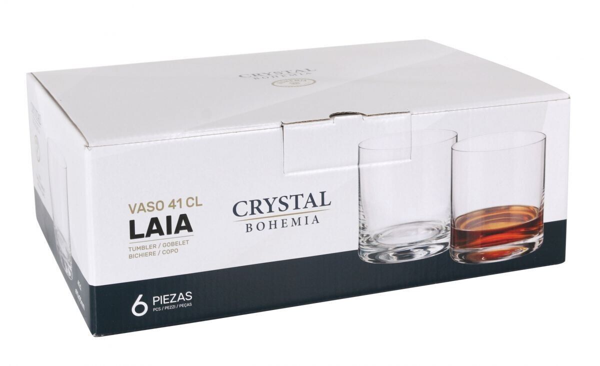 Bohemia Crystal Whisky Glasses Tumblers 410ml gift Laia