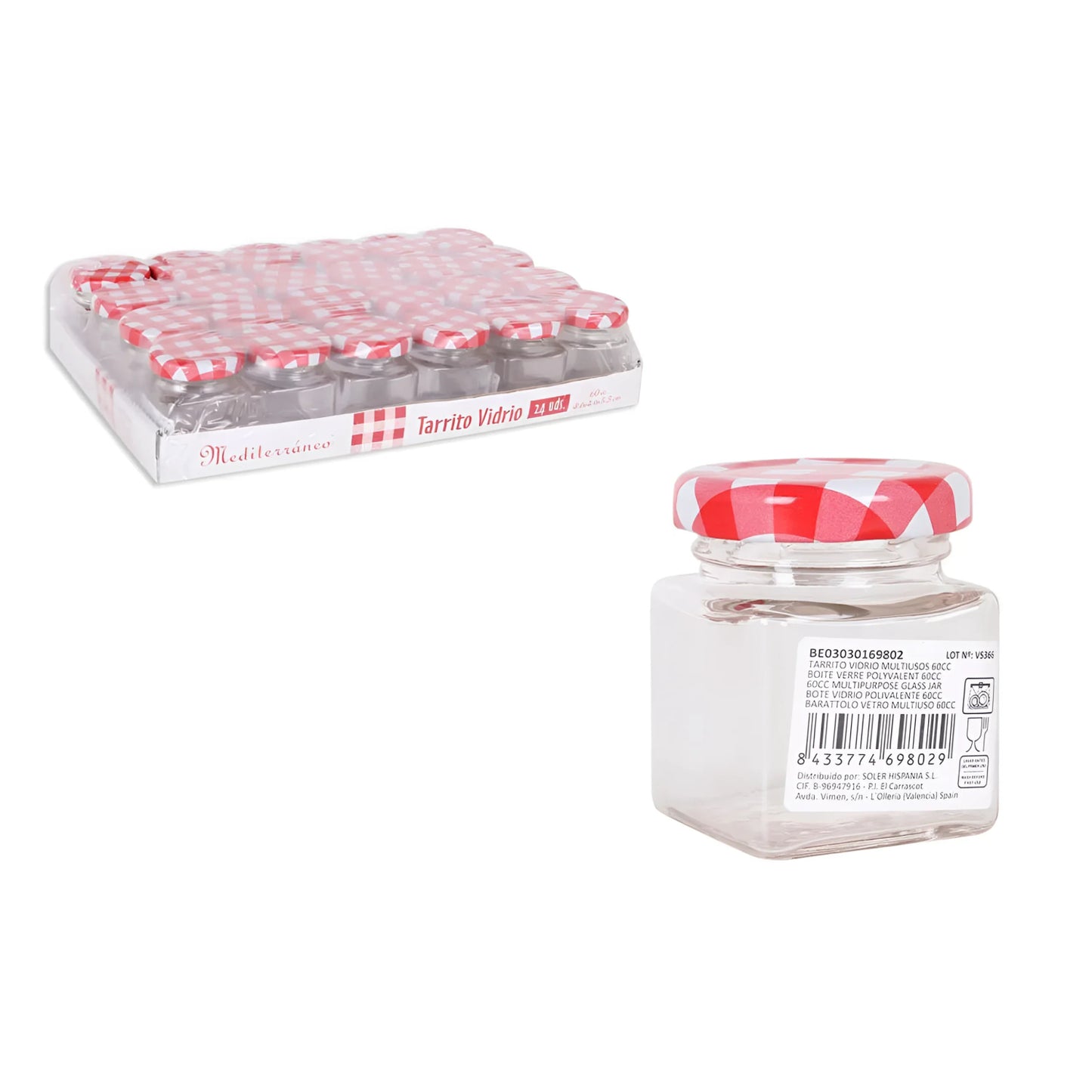 60ML Glass Mini Jam Jars Airtight Preserve Honey Bottles Jar With Lids 24PCS