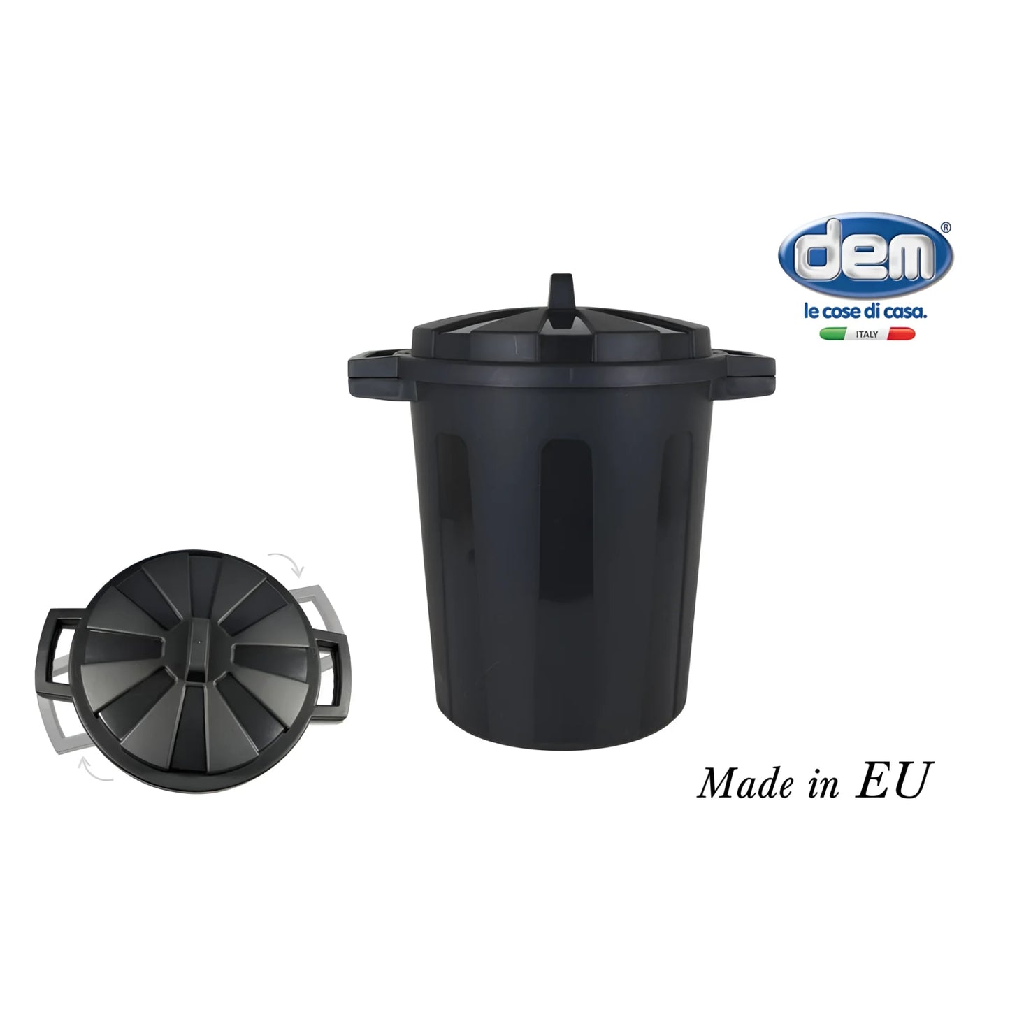 70L black plastic bin waste Rubbish outside garden 56x45x60cm