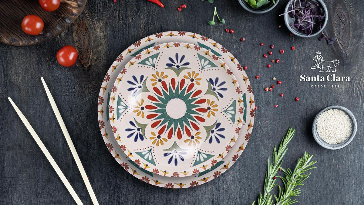 Coimbra 30x20cm rectangular Dinner plate Main course Relief Geometric Decoration Multi colour