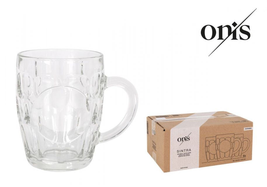 Dimpled Panelled pint Beer Tankard mug with handle 550ml SINTRA