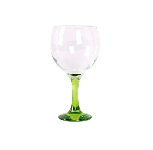 Gin and tonic cocktail balloon glasses 650ml Coloured stem green foot