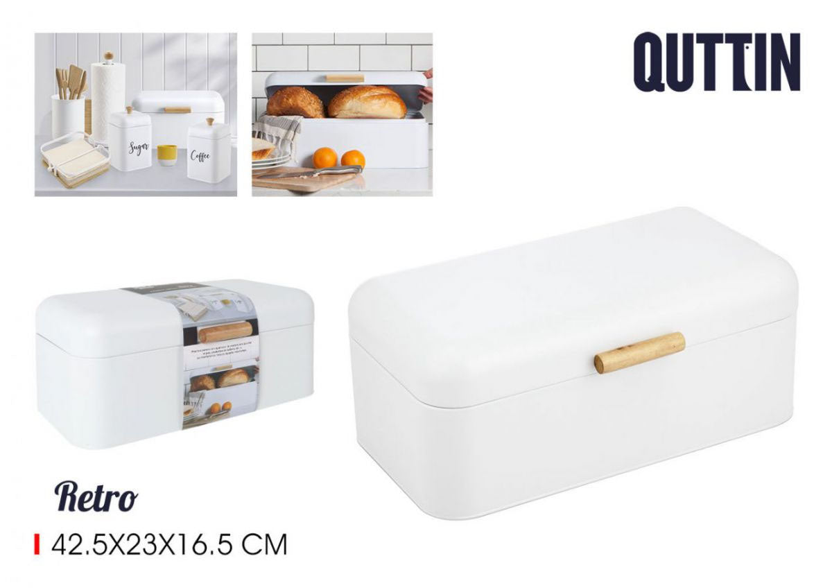 Bread Bin Metal white 42.5x23x16.5cm Retro