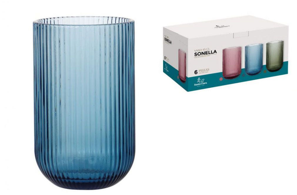 Sonella Blue Highball drinking glasses 430ml