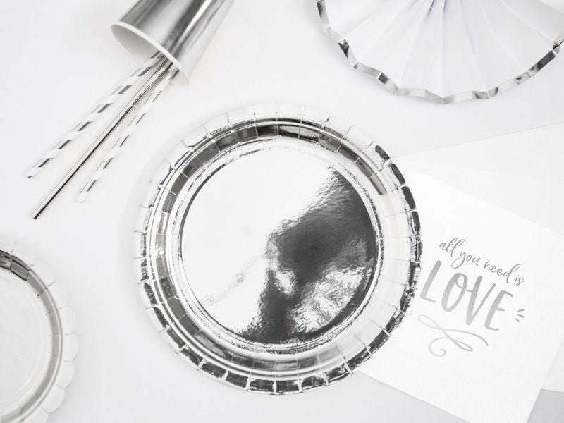 Algon Plates Disposable Biodegradable Silver paper party take away Pack of 10