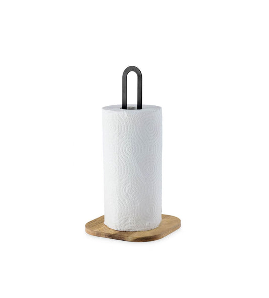 Kitchen roll paper holder Metal Acacia wood 31.3x16cm Confortime