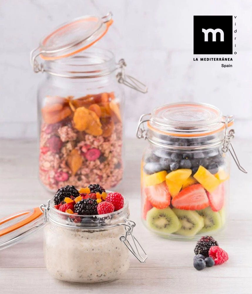 Clip Top Airtight Clear Glass Storage Spice Herb Jam Jars 250ml