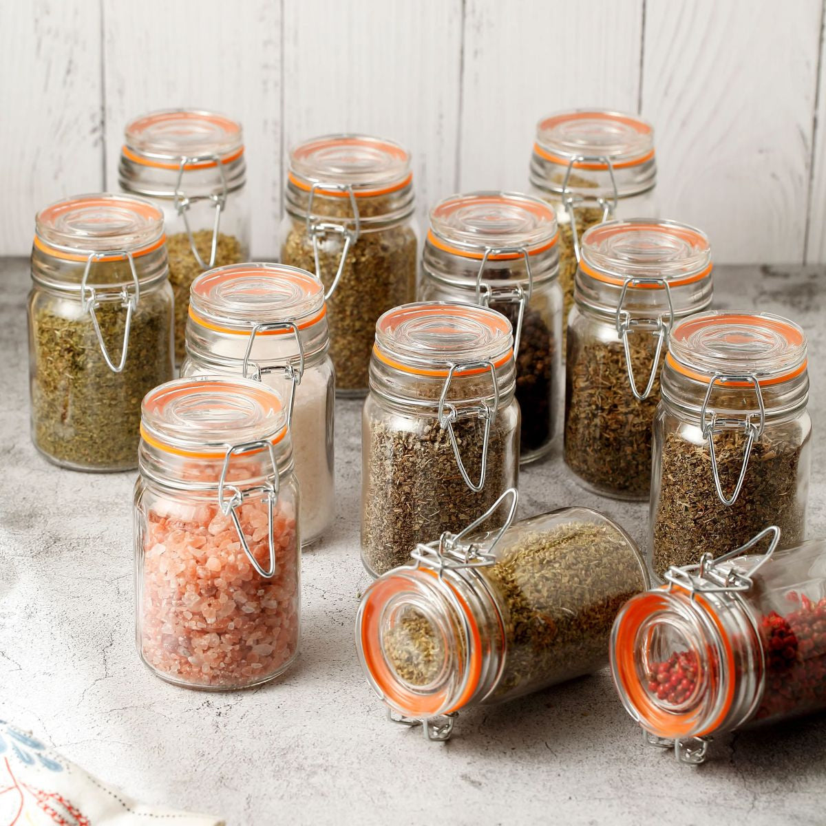 Clip Top Airtight Clear Glass Storage Spice Herb Jam Jars 250ml
