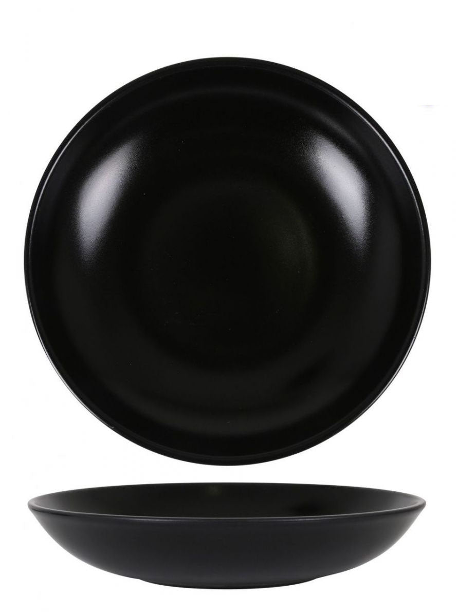 Zenci Gourmet Black stoneware pasta soup salad bowl 23x4cm BONNA
