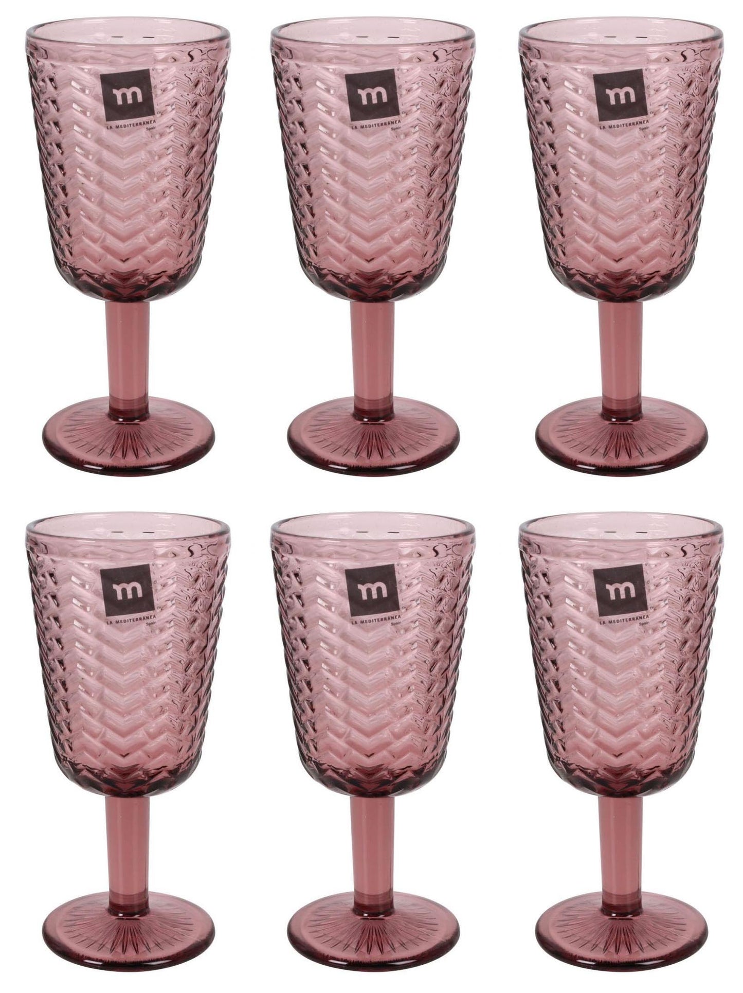 Spica wine glass Plum 320ml embossed glassware vintage style