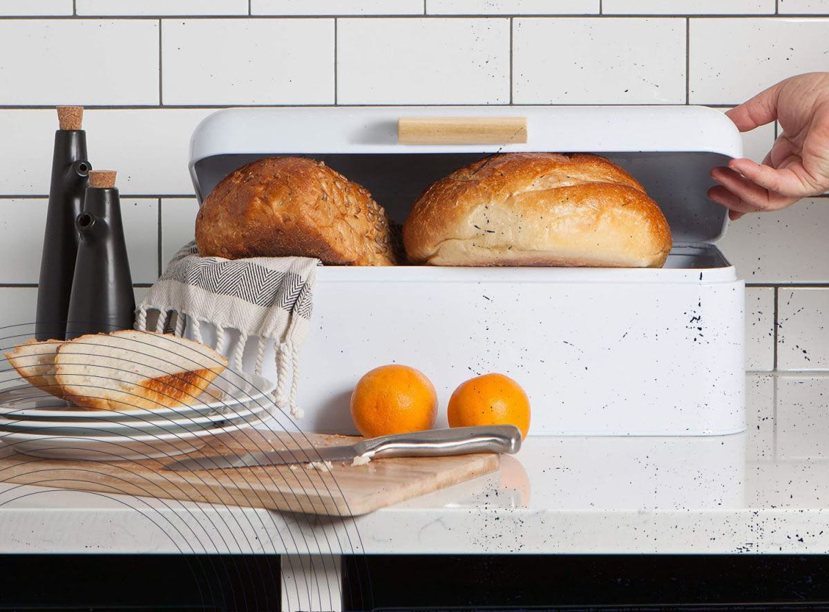 Bread Bin Metal white 42.5x23x16.5cm Retro