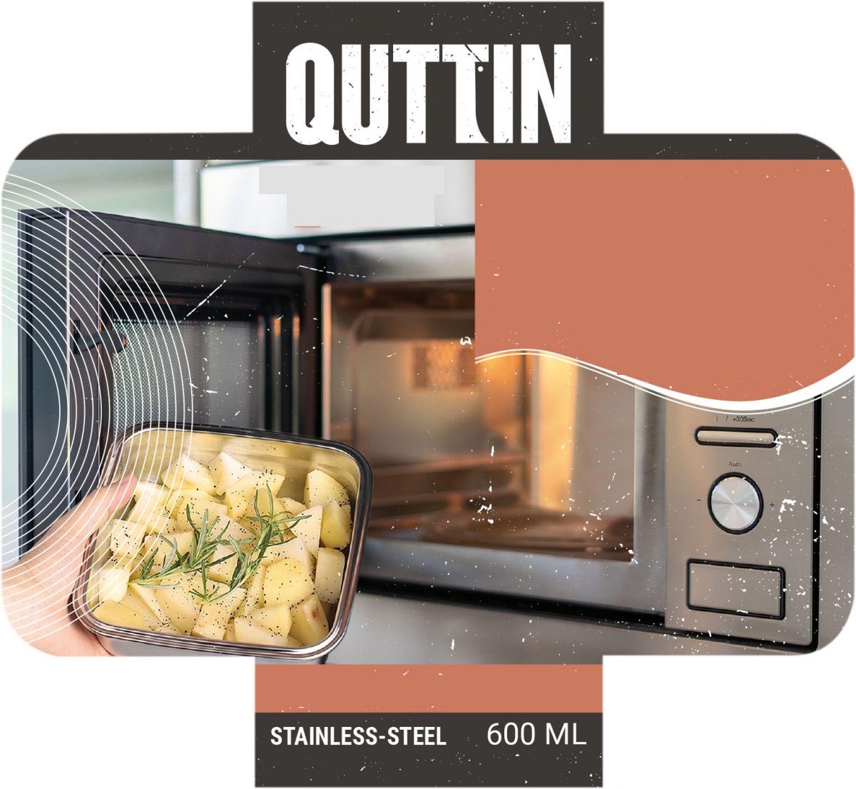 Food storage containers Microwave safe Stainless Steel Hermetic 600ml rectangular Quttin