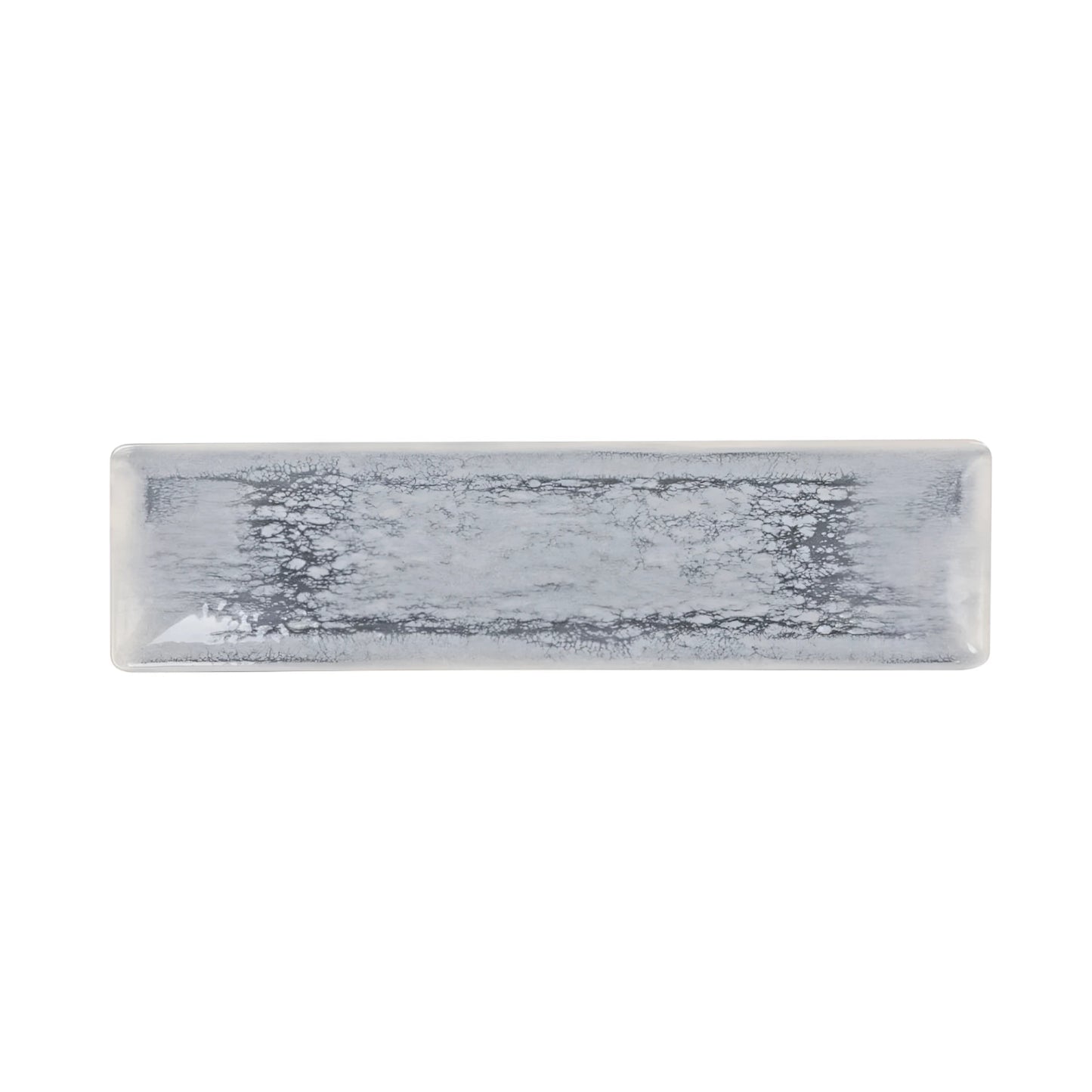 Silver Adhara rectangular 30x8cm glass tapas sushi tray with textured surface