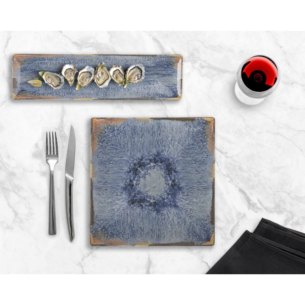 Aelia square 24x24cm Dinner plate Stoneware with brown edge