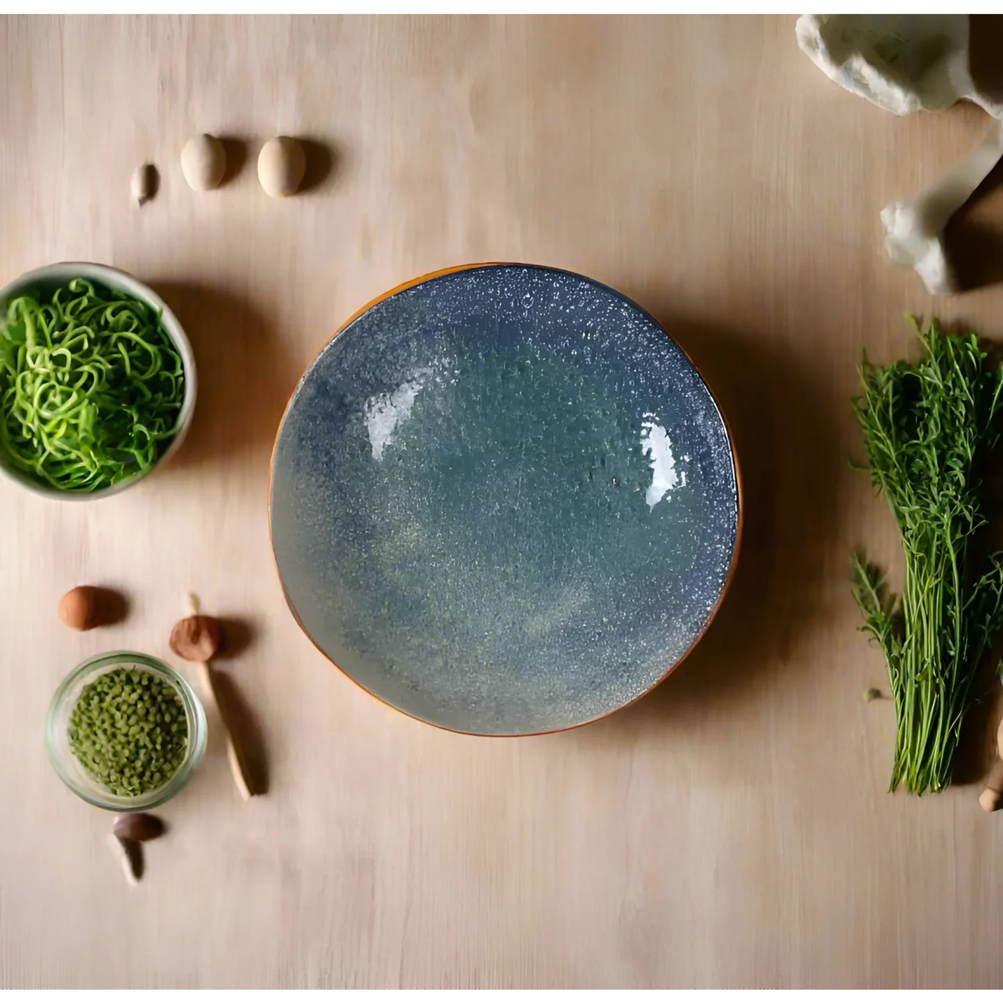 Blue speckled ceramic plate from Albal 21x5cm pasta bowl stoneware collection