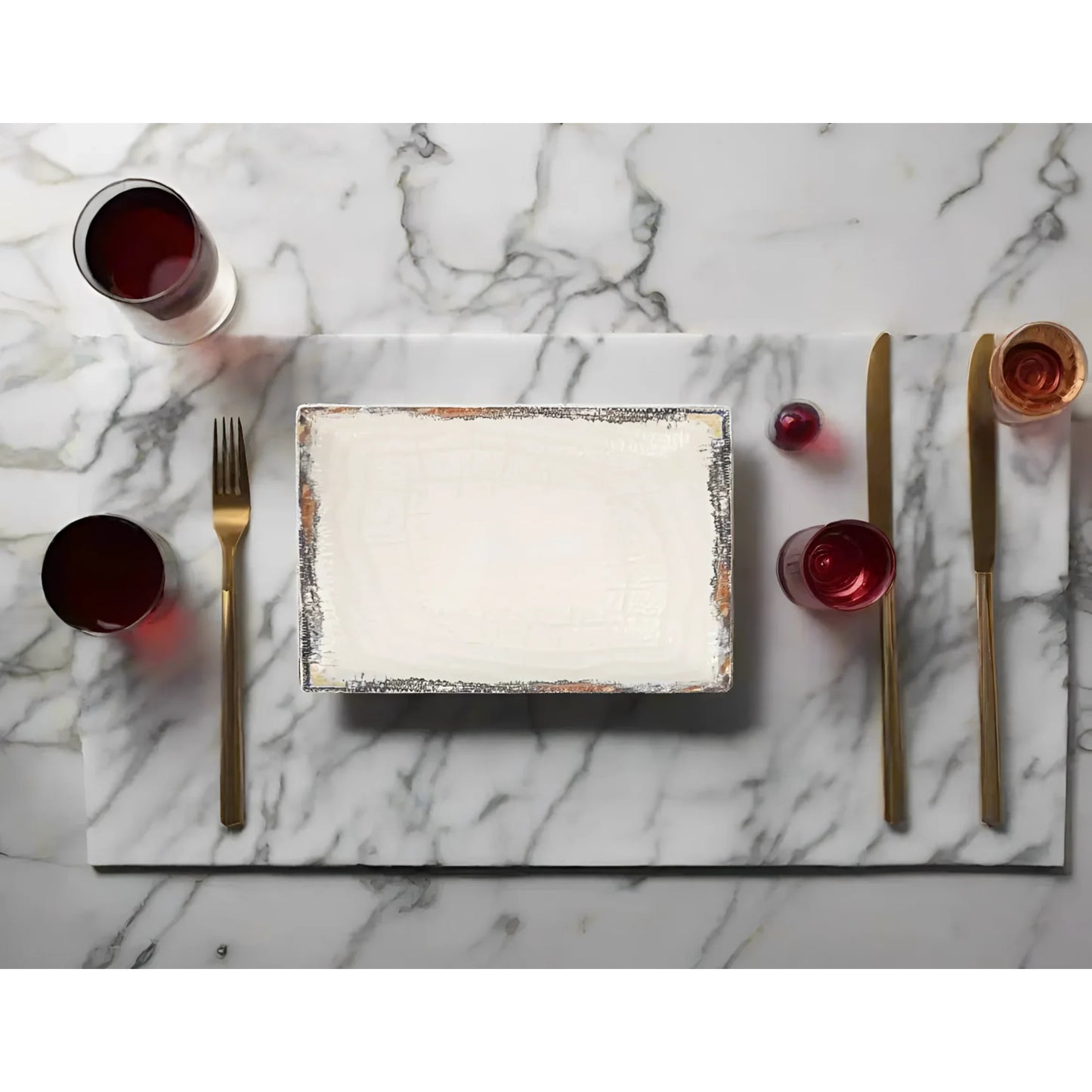 Rectangular white serving platter from Albus 20x13cm dessert plates collection