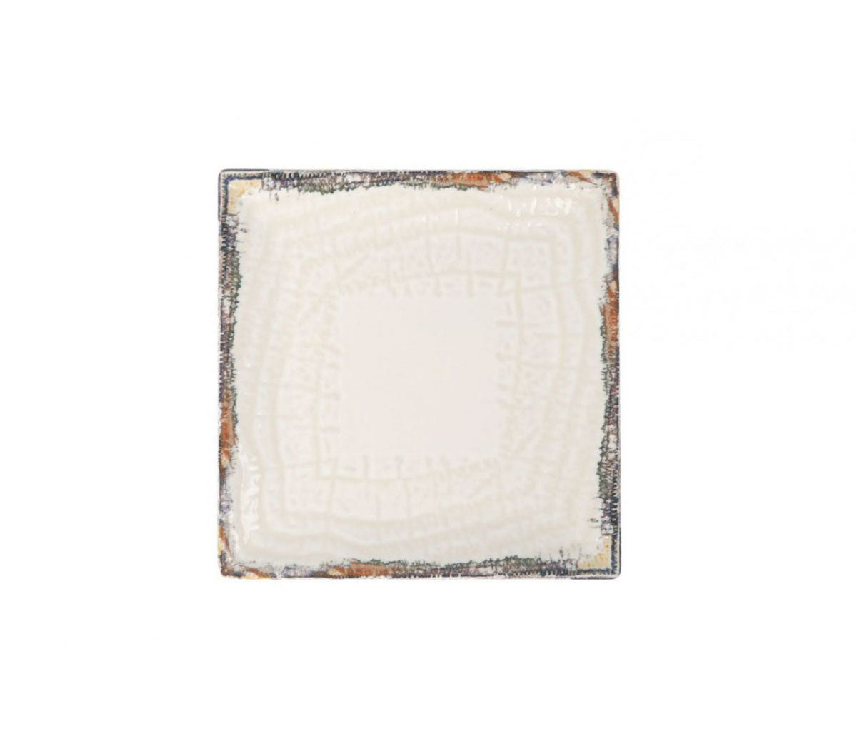 Albus square 18x18cm ceramic baking dish with distressed dark rim for desserts