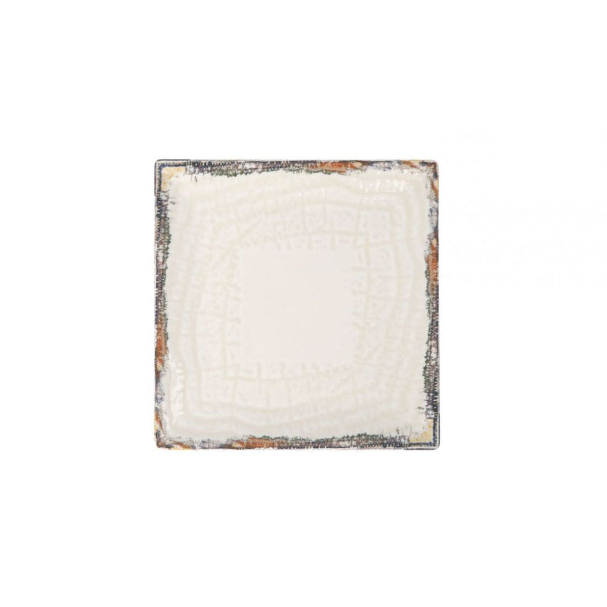 Albus square 18x18cm ceramic baking dish with distressed dark rim for desserts