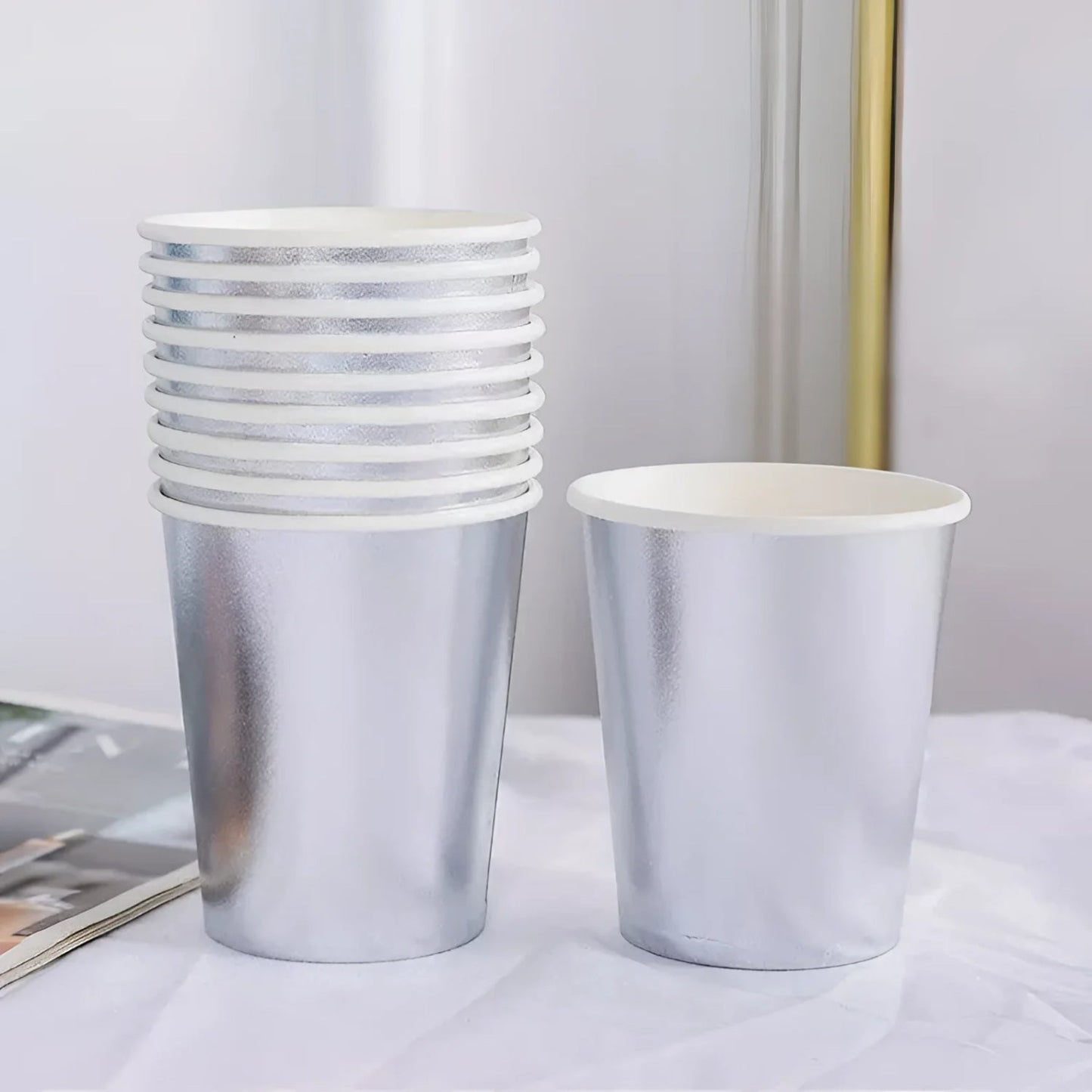 Algon Biodegradable 200ml disposable party glasses Silver