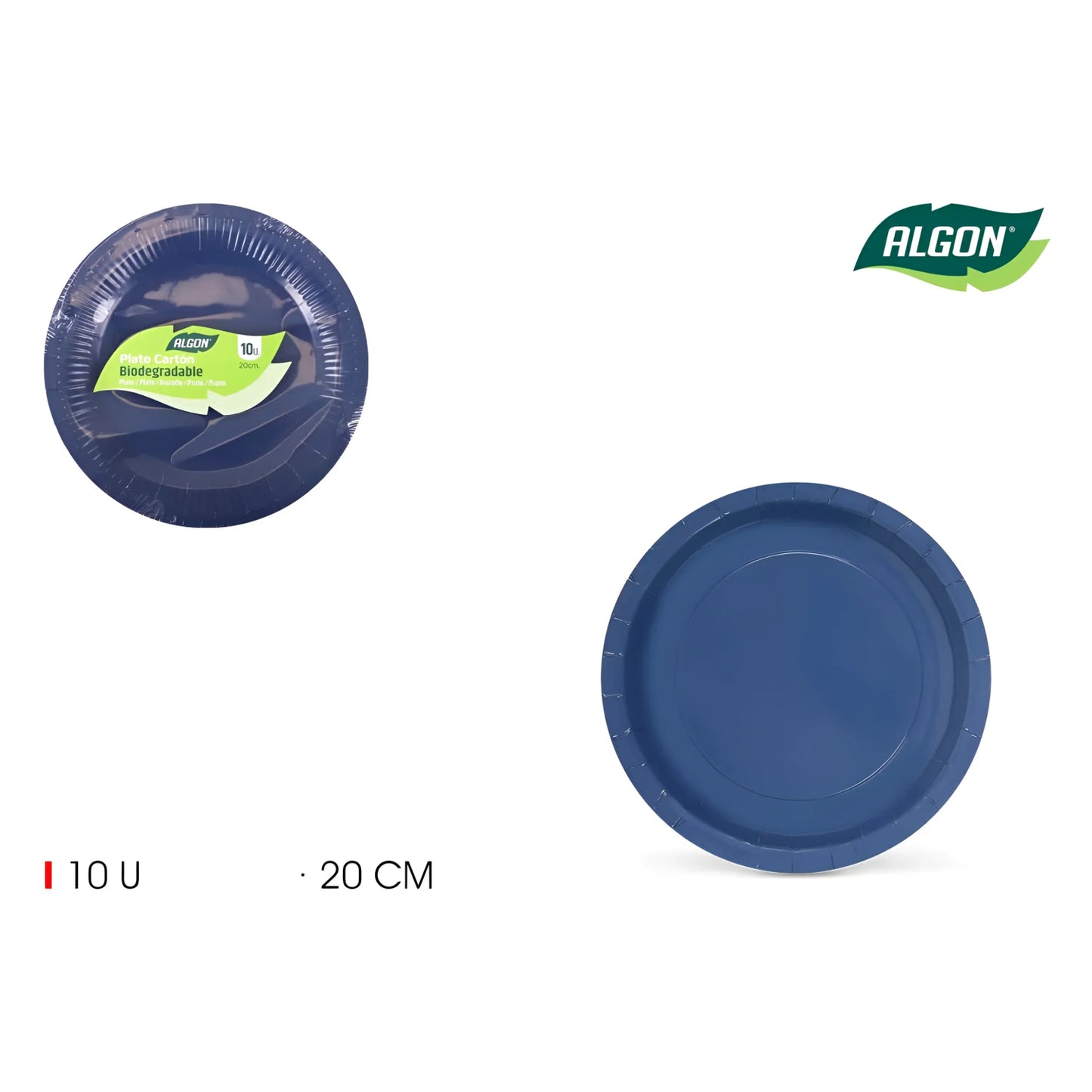Algon Plates Disposable Biodegradable Blue paper party take away Pack of 10