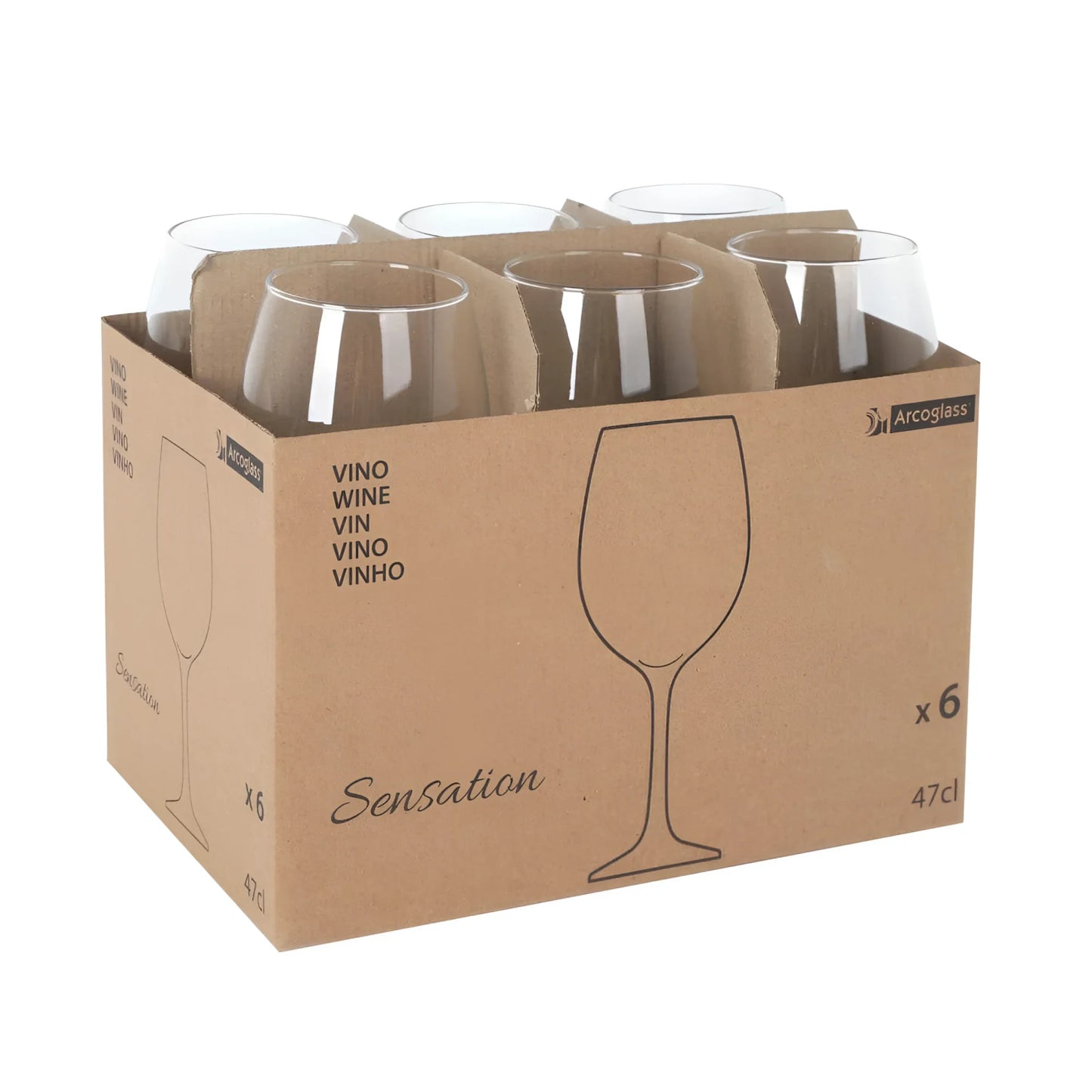 Arcoglass Sensation 470ml Red wine glass Clear High quality glass Extra Resistant
