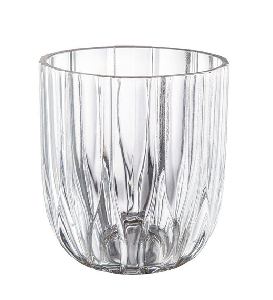 Ariza Clear drinking glass tumbler 270ml with vertical fluted pattern and rounded bottom