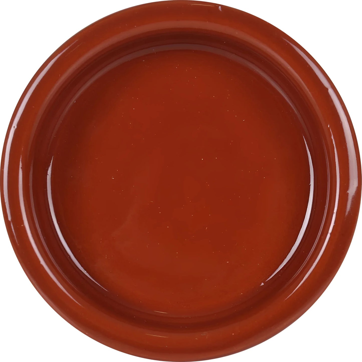 Round reddish-brown glazed ceramic tapas dish from Azofra Size 8cm Spanish terracotta ramekin
