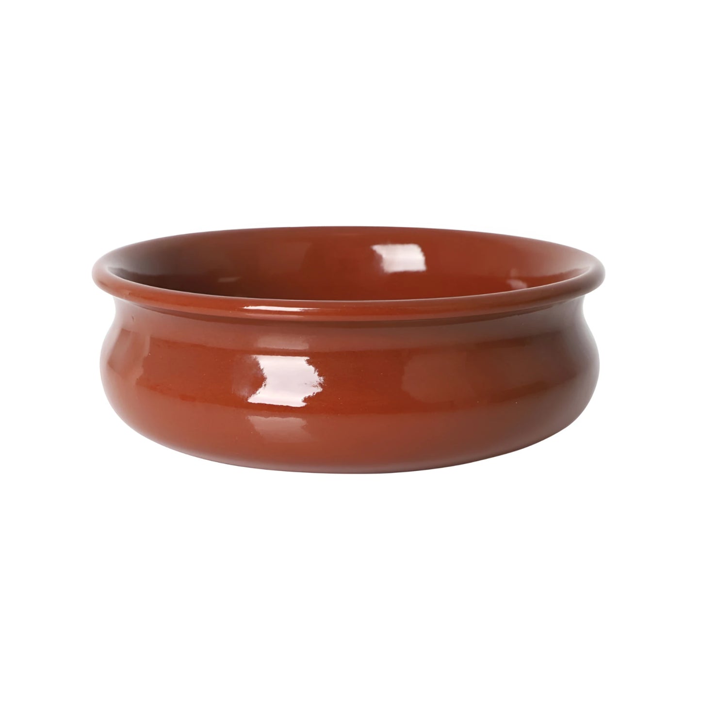 Shiny reddish-brown ceramic serving bowl from Azofra Tapas Casserole Spanish Clay