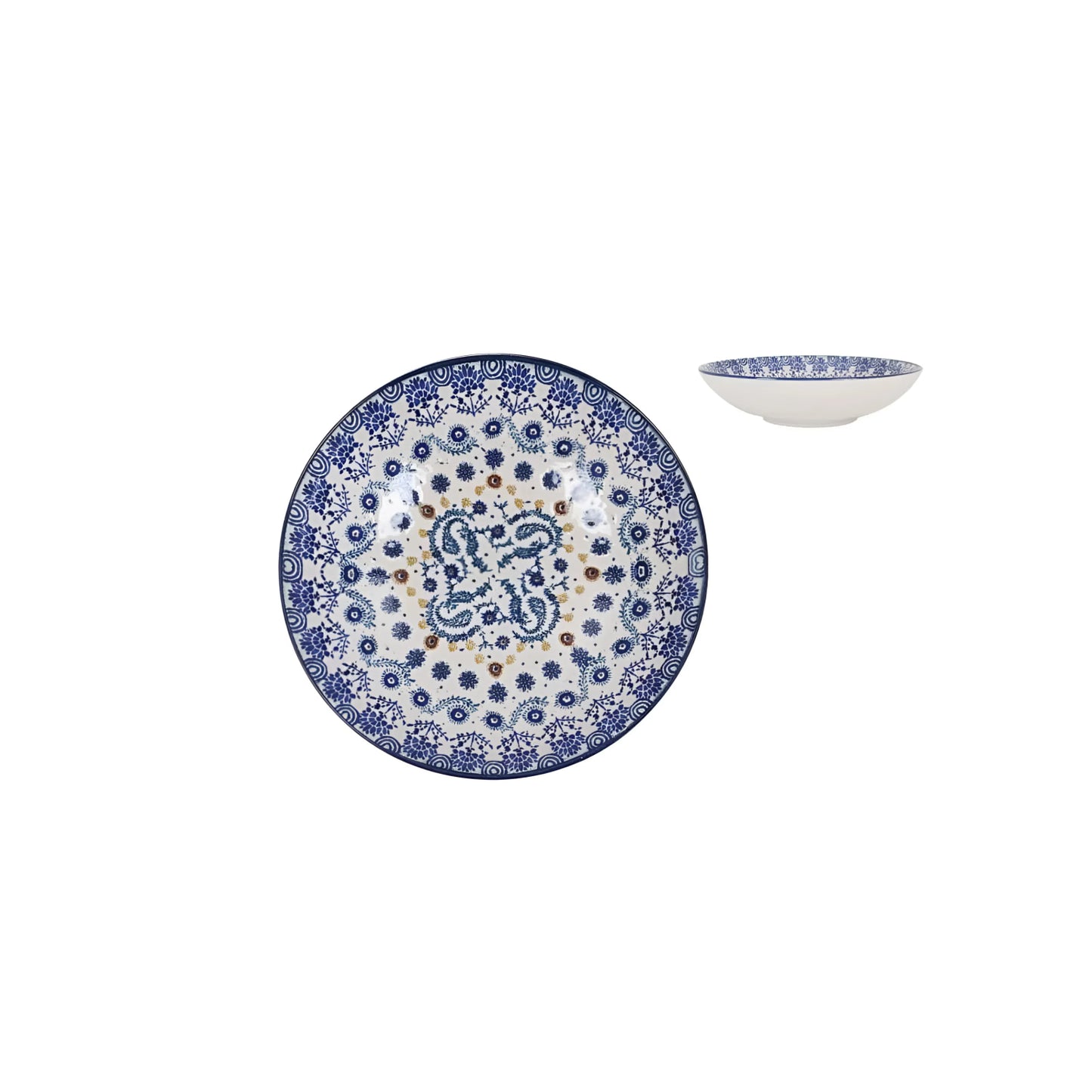 Azores 21cm pasta bowl Stoneware blue textured design curry rice stew tapas dish