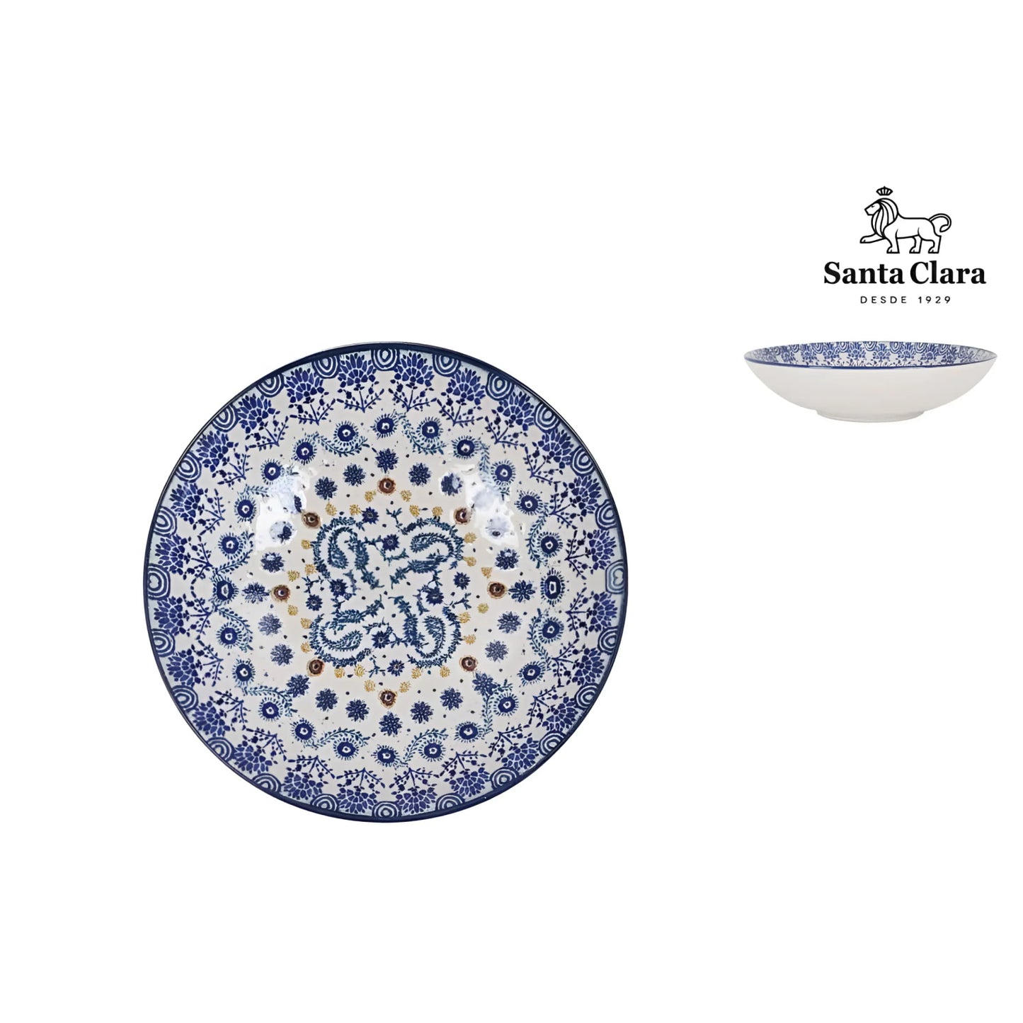 Azores 21cm pasta bowl Stoneware blue textured design curry rice stew tapas dish