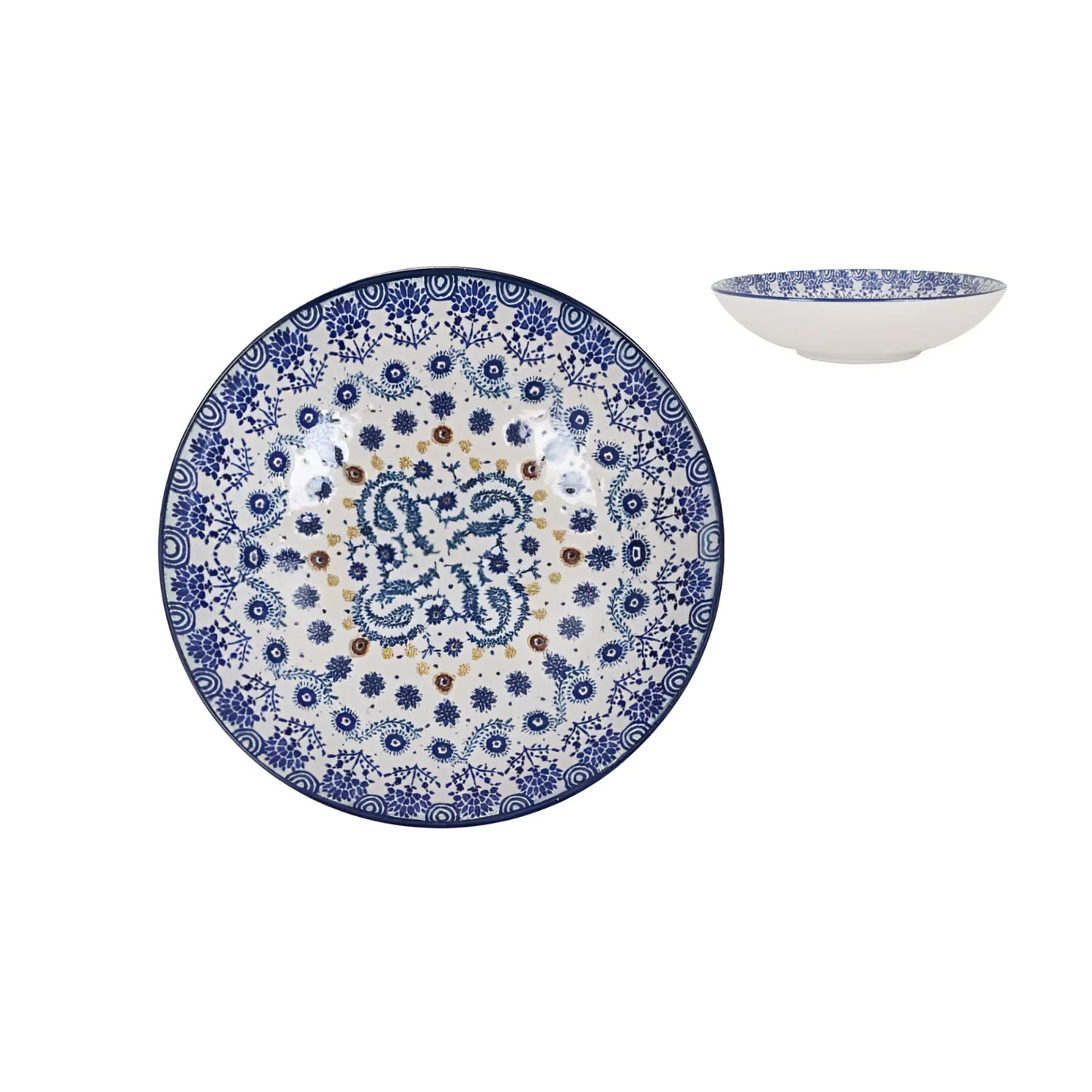 Azores 21cm pasta bowl Stoneware blue textured design curry rice stew tapas dish