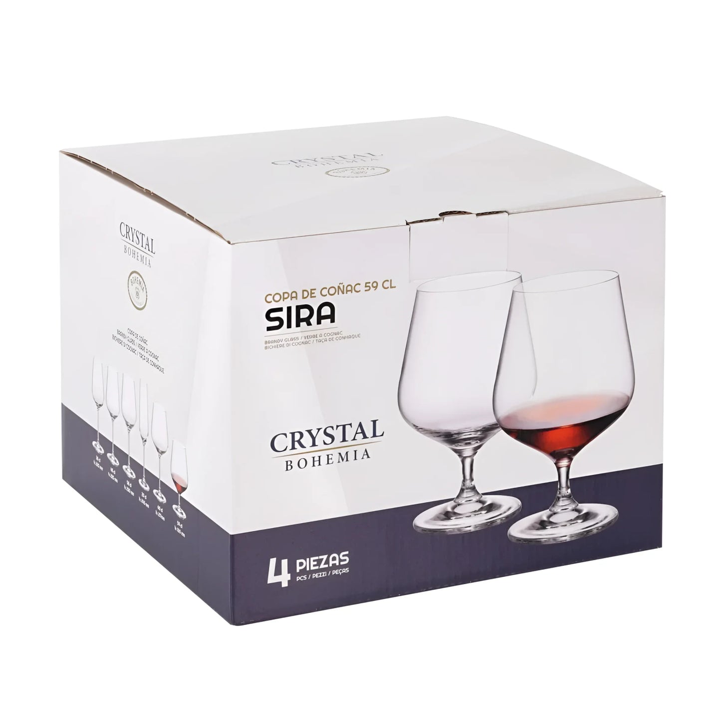 Bohemia Crystal Brandy cups glasses 590ml SIRA
