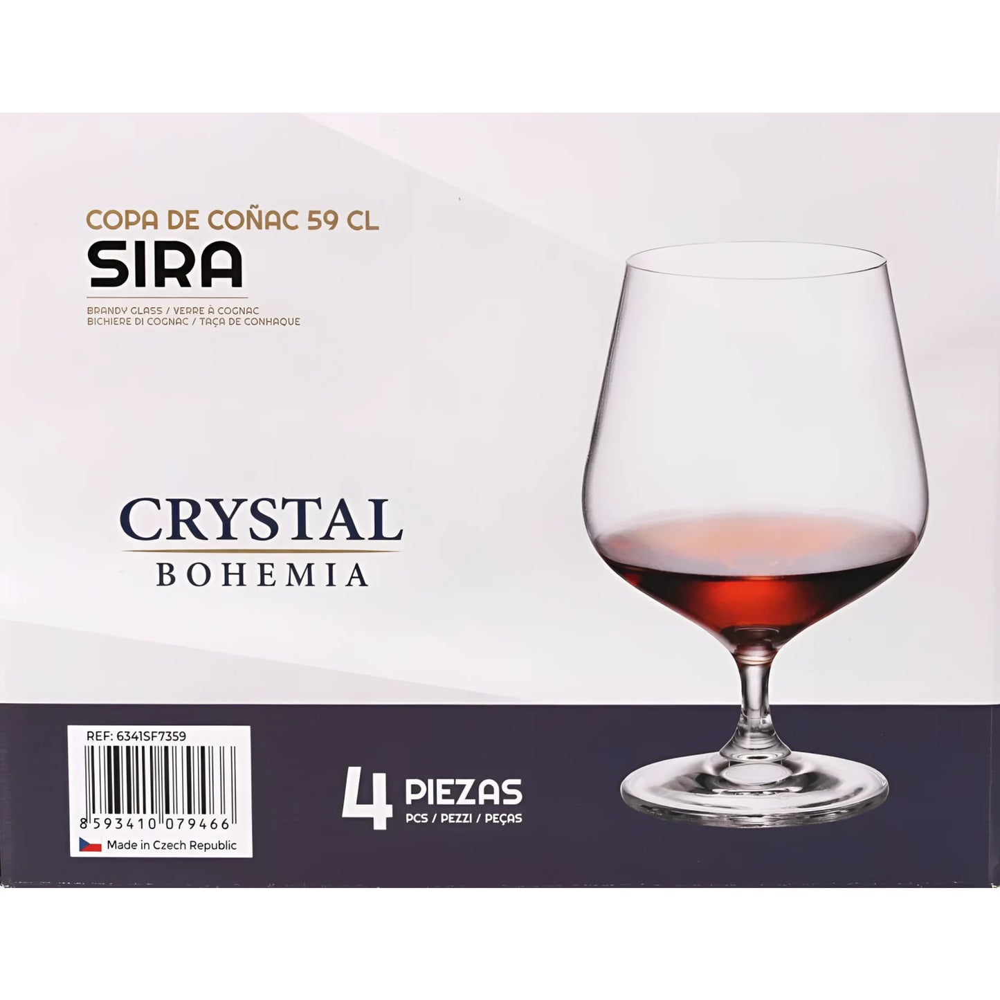 Bohemia Crystal Brandy cups glasses 590ml SIRA