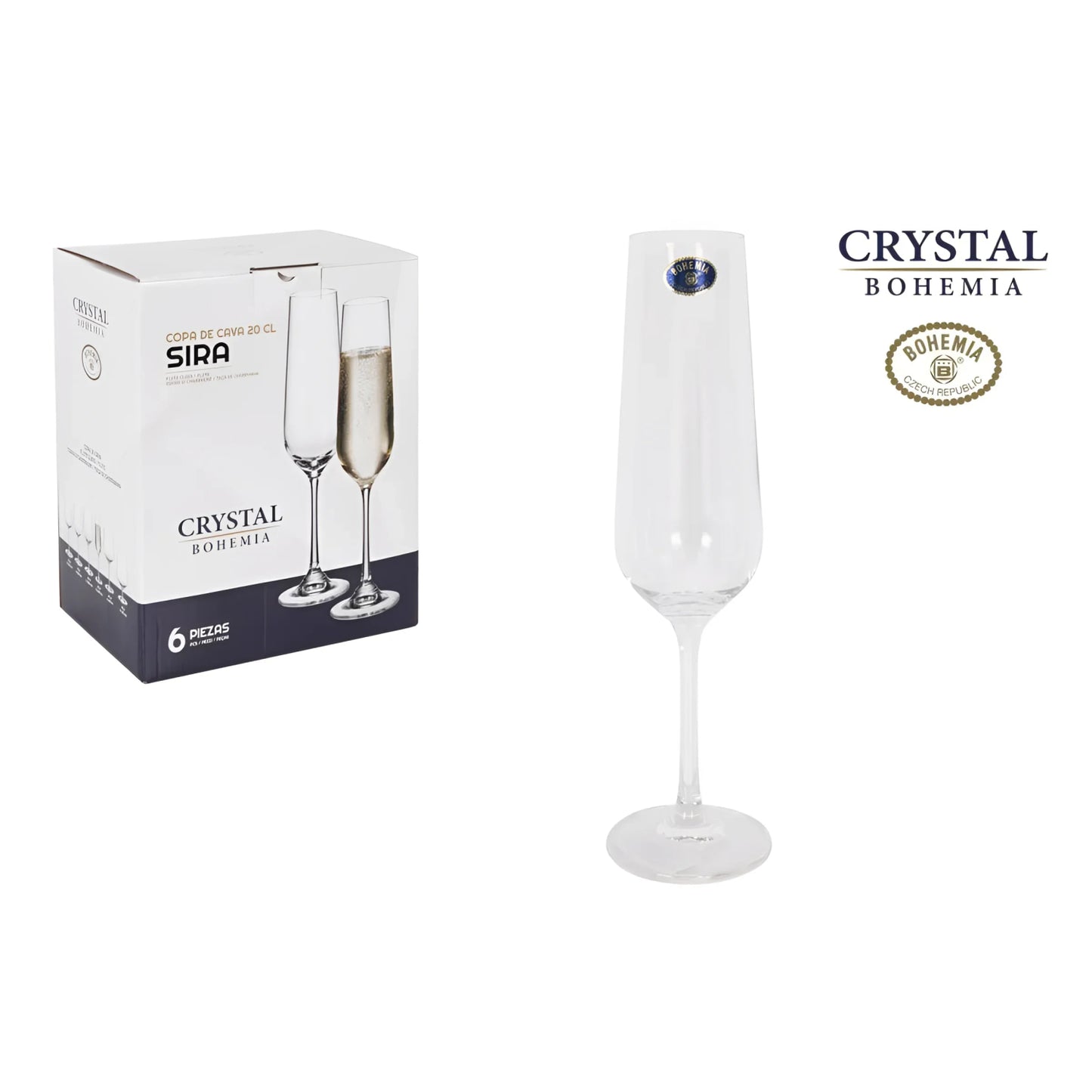 Bohemia Crystal champagne flutes prosecco glasses 200ml SIRA