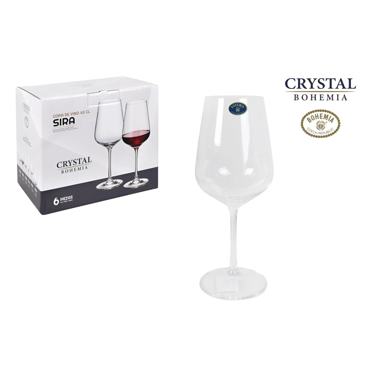 Bohemia Crystal Red white wine glasses 450ml SIRA