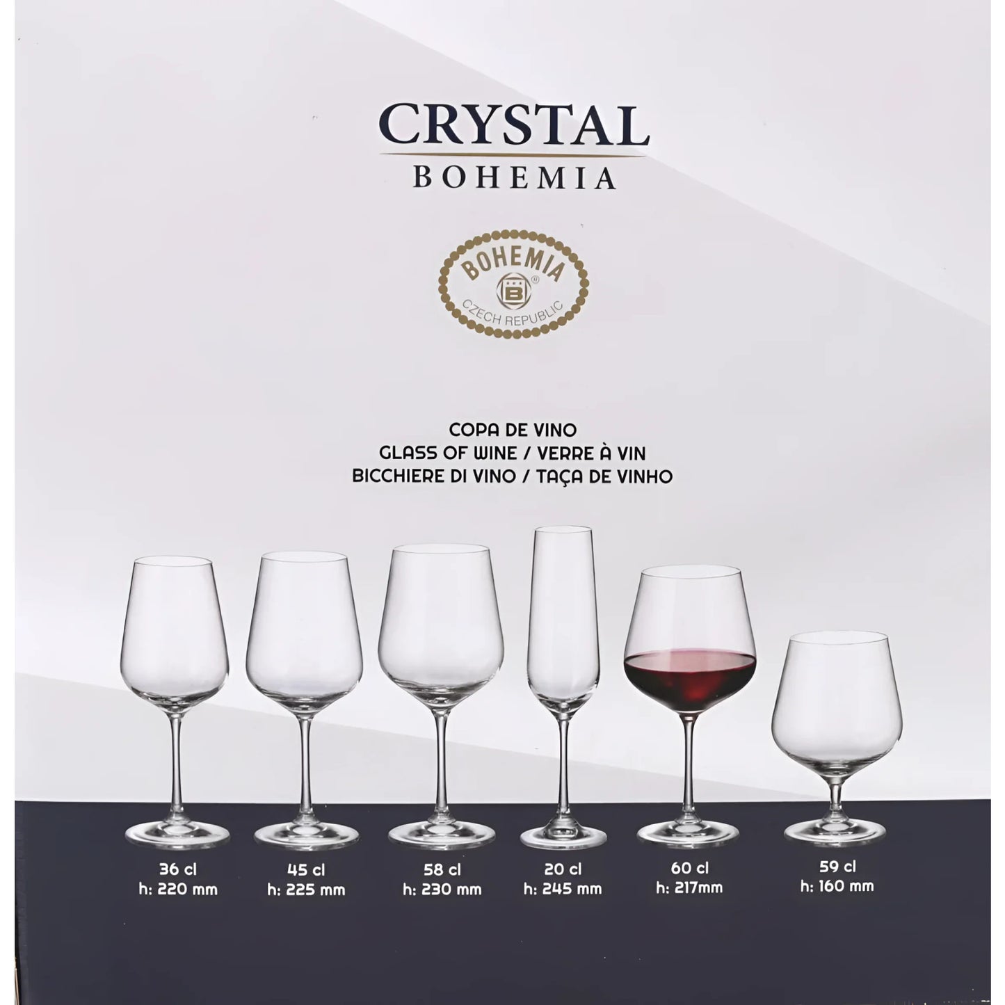 Bohemia Crystal Red white wine glasses 600ml SIRA