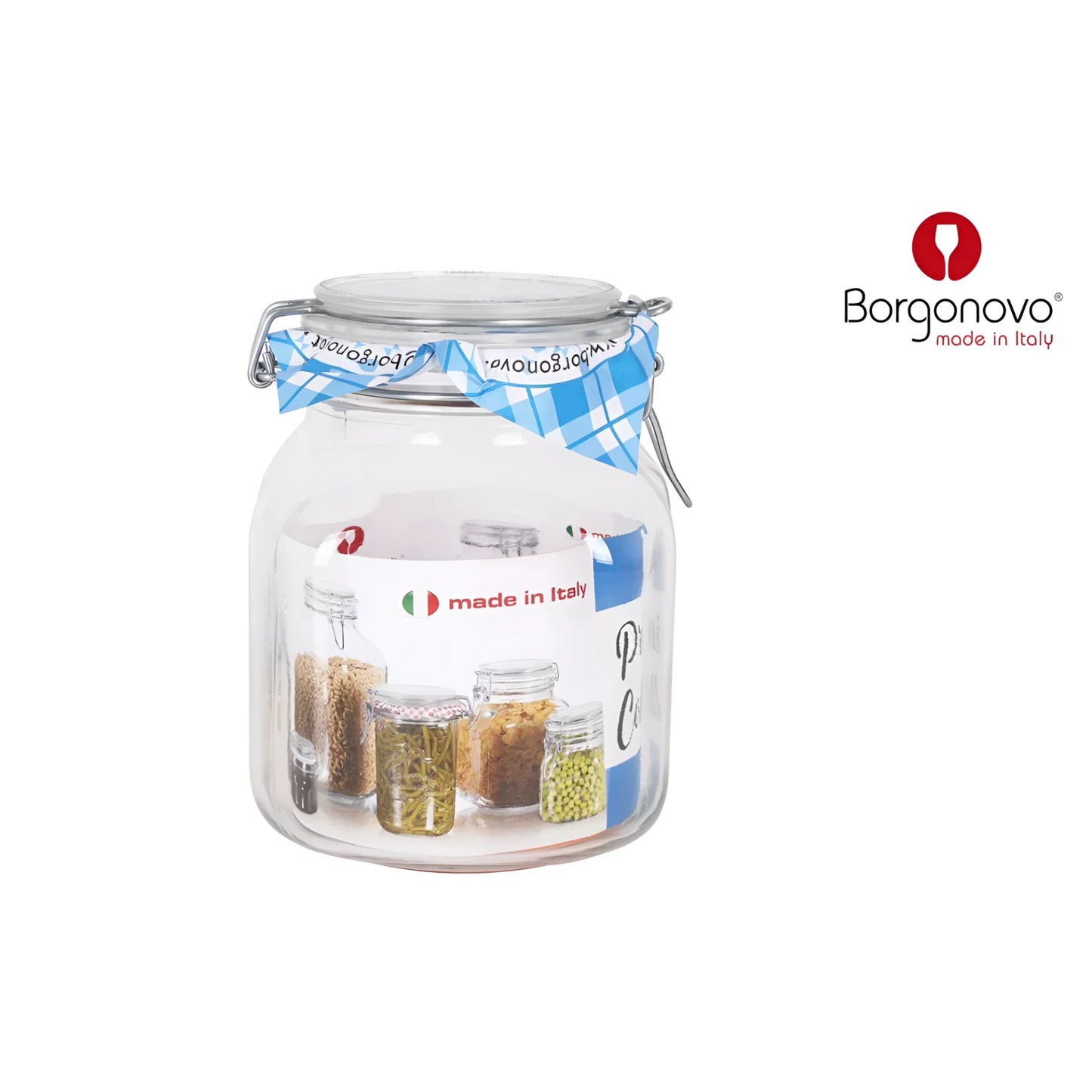 Borgonovo Primizie 1.7L Clip Top Hermetic Glass Food Storage Preserve Jar Canister Pot 1700ml