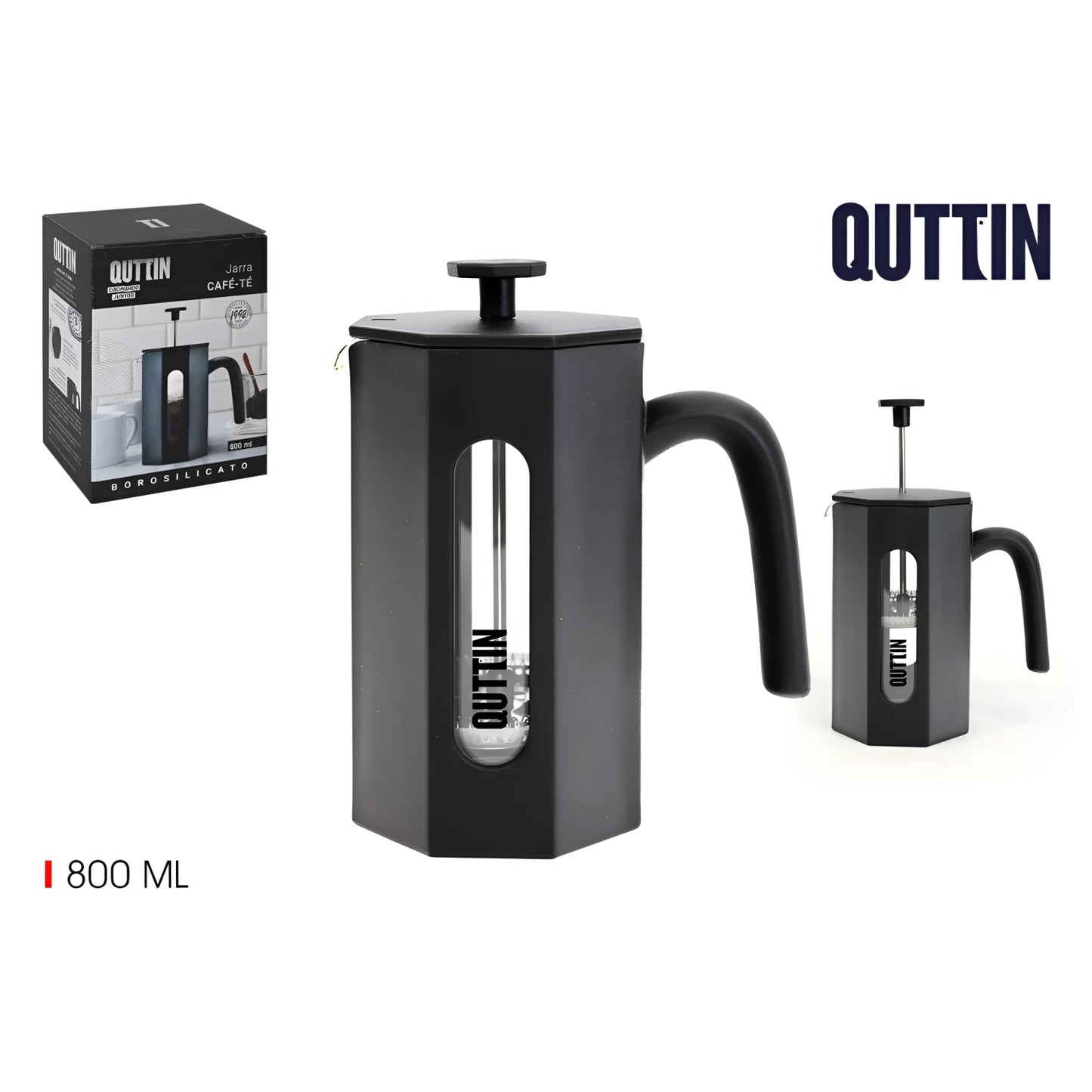 Borosilicate coffee tea maker pot Quttin black 800ml