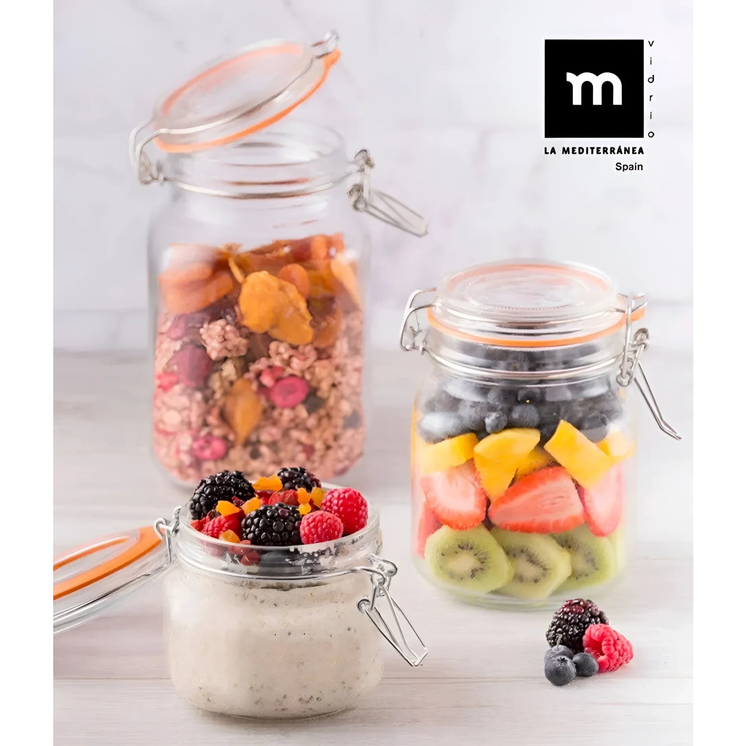 Clip Top Airtight Clear Glass Storage Spice Herb Jam Jar 150ml